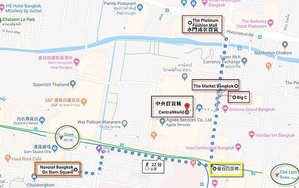 Pratunam Chitlom  Novotel Siam map