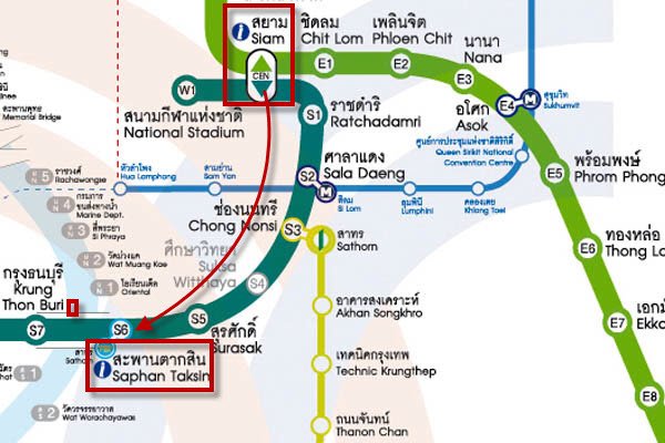 BTS Siam to Saphan Taksin