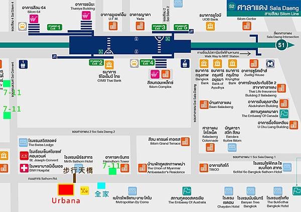 Urbana Sathorn Bangkok Hotel BTS Sala Daeng map