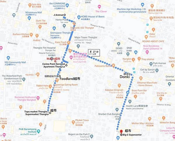 Thong Lor Supermarkets map