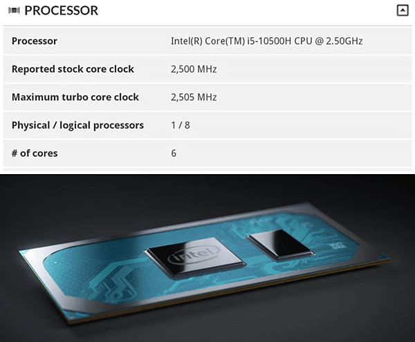 6核心8執行緒i5 10500H處理.PNG