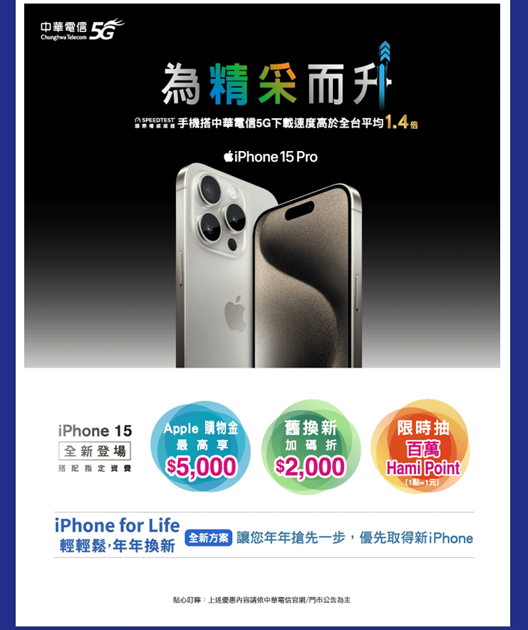 中華電信10月優惠iPhone15新機入手放肆狂歡！