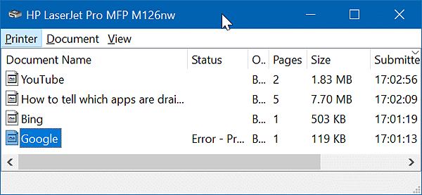 Windows清除卡住的列印作業