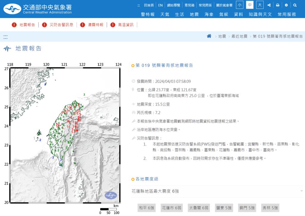 剛剛發生有感地震😵