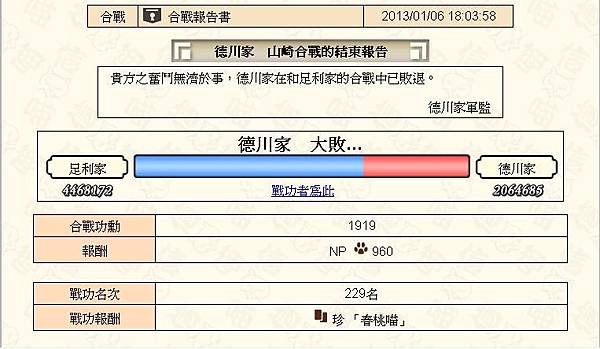 20130106 合戰報告書 足利對德川