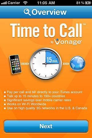 Vonage Time to Call app 推出