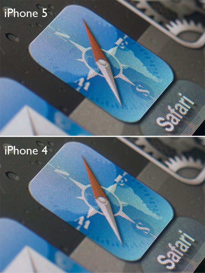 iPhone 5, iPhone 4 螢幕比較