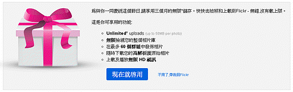 Flickr 節日禮物 3個月專業版