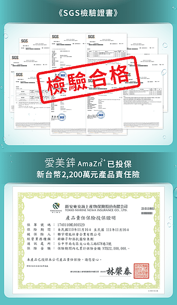 愛美鋅產品SGS檢驗報告