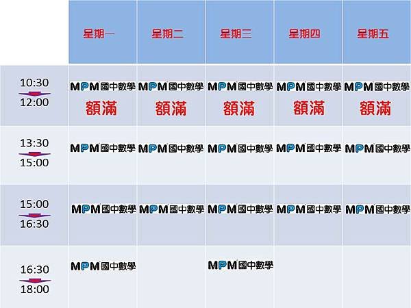 MPM國中數學_2014_暑假上課時段表