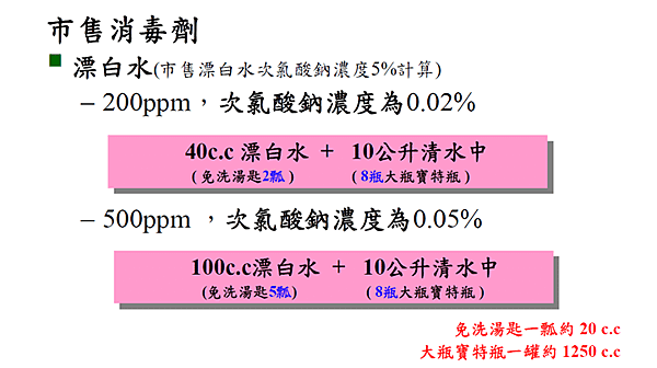 腸病毒的環境消毒之市售含氯漂白水泡製方法