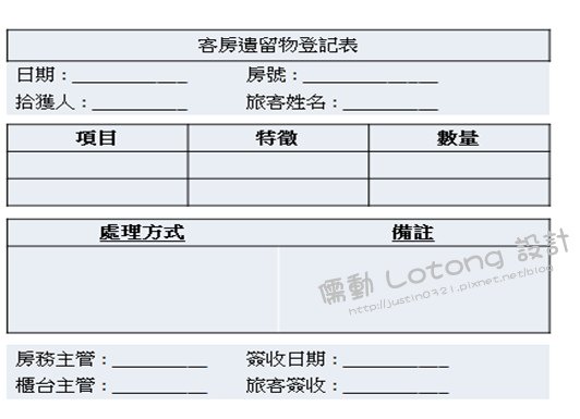 填寫遺留物資料