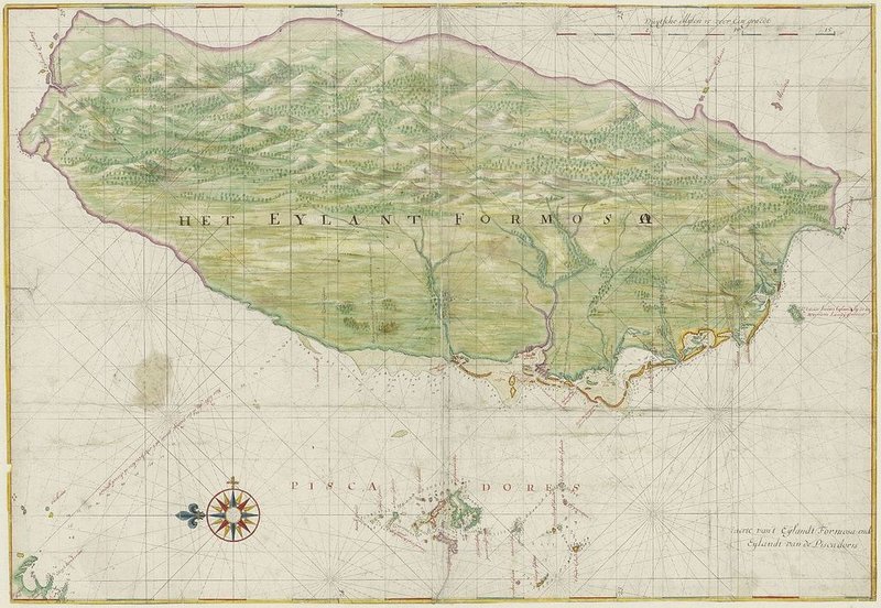 1640_Map_of_Formosa-Taiwan_by_Dutch_荷蘭人所繪福爾摩沙-臺灣