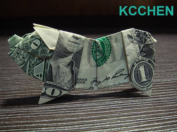 紙鈔摺紙 美元摺紙 豬 dollar bill origami folding (7)