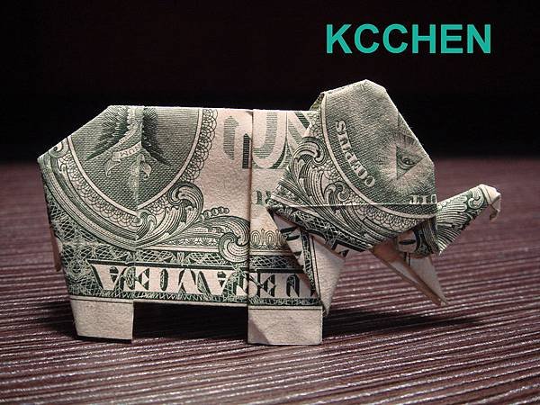 鈔票摺紙 美金摺紙 紙鈔摺紙 大象 dollar bill origami folding (2)