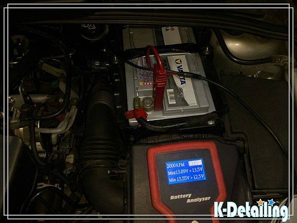 FORD福特2012~2015年MK3 Focus TDCI電瓶更換後進行發電機夜間電力負載檢測電壓顯示13.69伏特.jpg