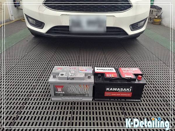 FORD福特2016年MK3.5柴油FOCUS TDCI電瓶更換新舊電瓶規格高度比較示意圖YUASA電瓶與Kawasaki EFB電瓶都是190mm.jpg