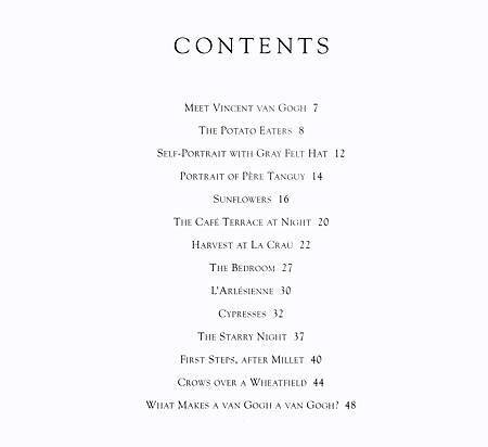 VAN GOGH - CONTENTS PAGE