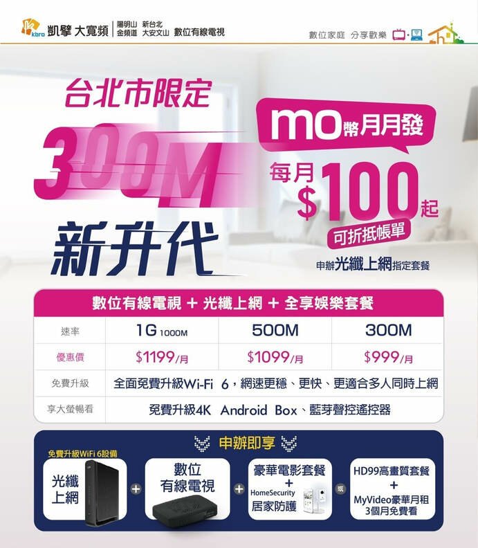 網路申辦凱擘大寬頻1G光纖上網　每月發momo幣200元抵月