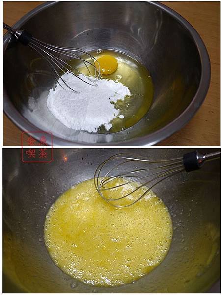 杏仁薄片 蛋加入糖粉攪拌