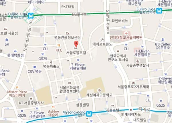 Royal Hotel Seoul明洞首爾皇家飯店map