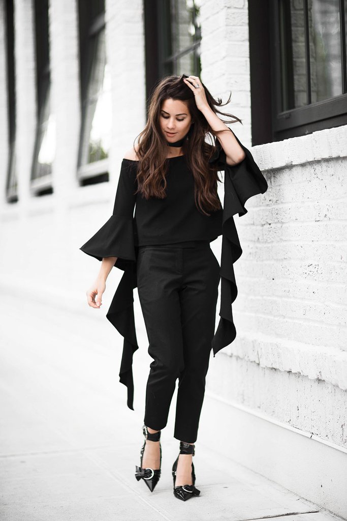 ELLERY-RUFFLE-SLEEVE-OFF-SHOULDER-TOP-Dior-Black-patent-calfskin-slingback-pump-Line-from-the-Summer-2016-catwalk-show-All-Black-Outfit-1.jpg