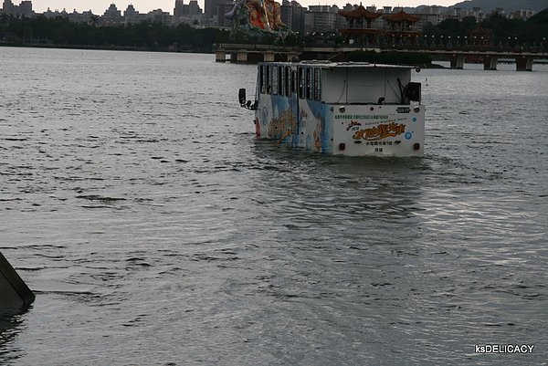 高雄鴨子船-緩緩駛進水中