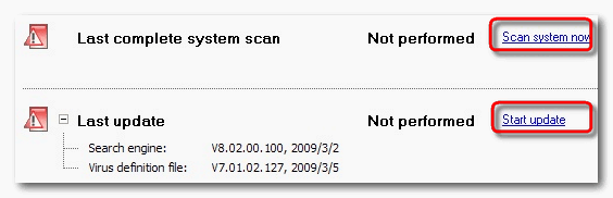 AV9-Status after setup