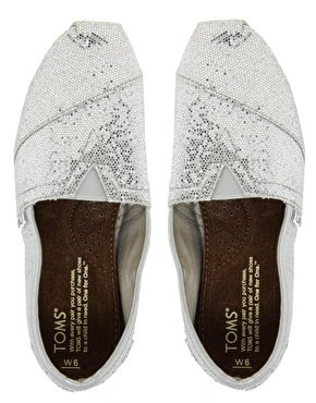 Toms Classic Silver Glitter Flat Shoes3