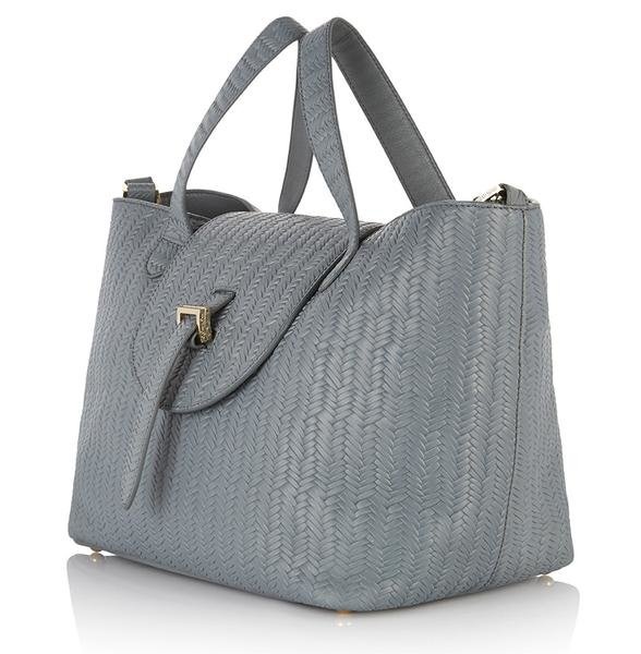 meli melo Woven leather thela bag blue heron2