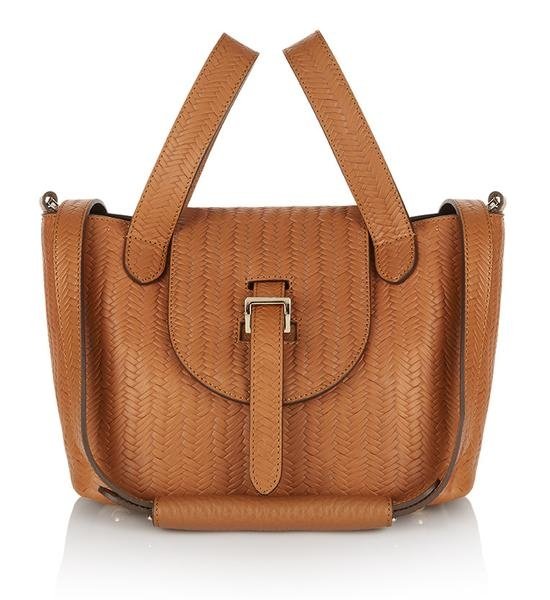 meli melo Woven leather mini thela bag tan1