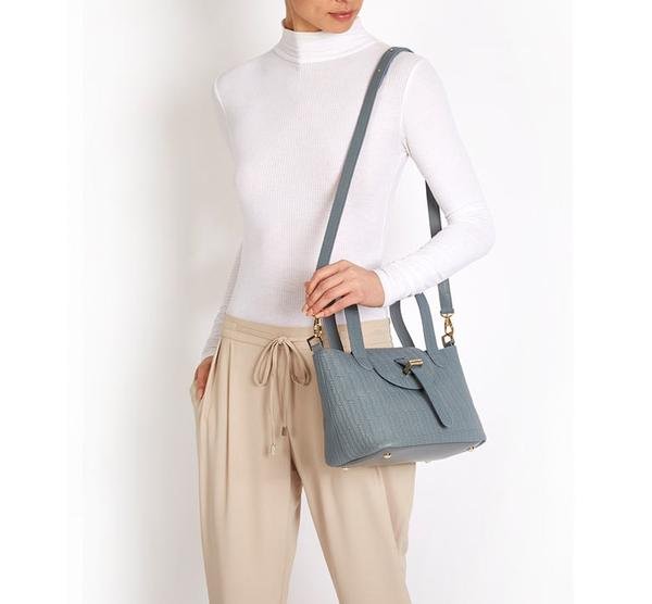 meli melo Woven leather mini thela bag blue heron5