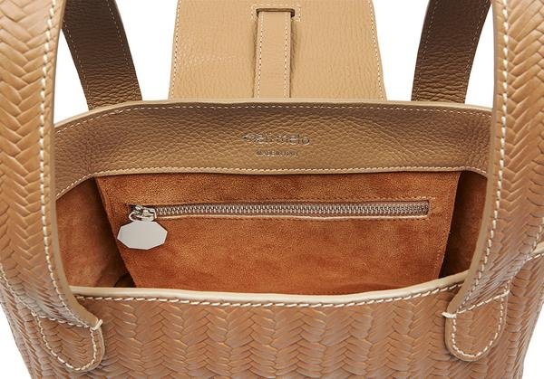 meli melo Woven leather mini thela bag tan cream stitching4