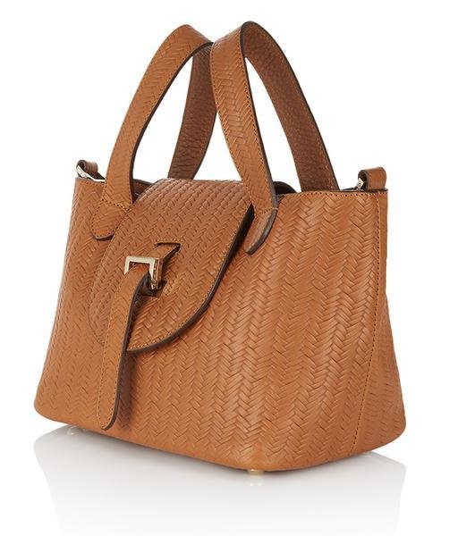 meli melo Woven leather mini thela bag tan2