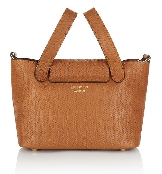 meli melo Woven leather mini thela bag tan3