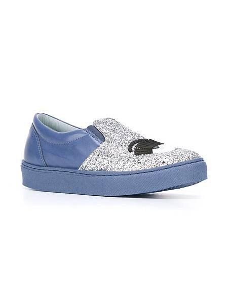 Chiara Ferragni FLIRTING GLITTER SLIP-ON SNEAKERS blue2