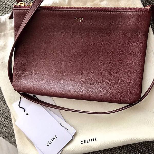 Celine large trio bag burgundy8