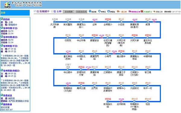 台北市公車-310路線動態