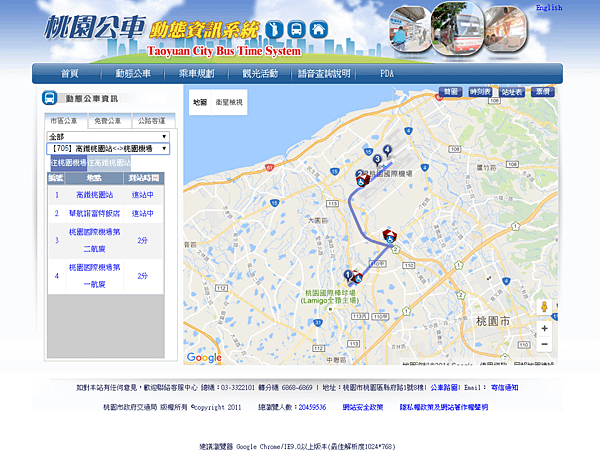 桃園市公車-705路線動態