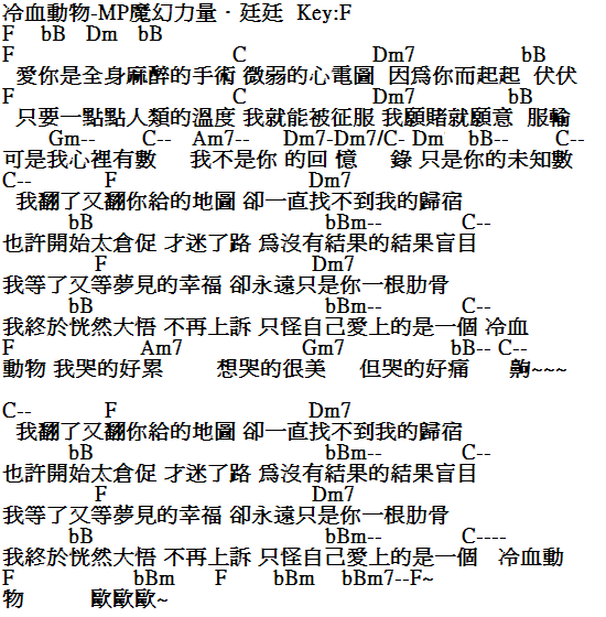 冷血動物吉他譜-MP魔幻力量廷廷.PNG