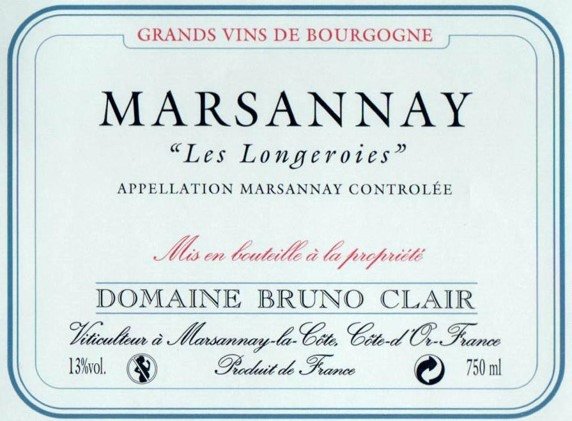 Bruno Clair Marsannay Les Longerois 2011