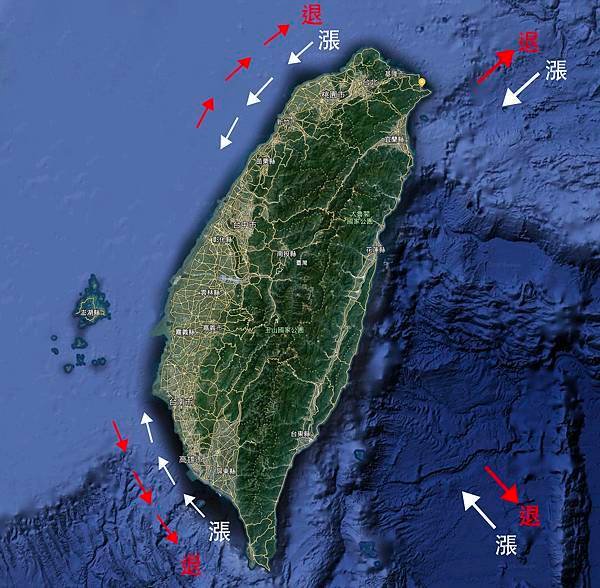 台灣漲退潮洋流圖示