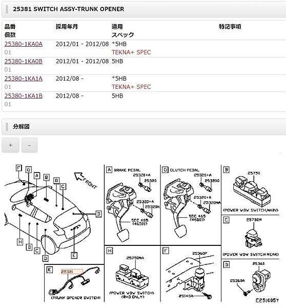 nissan juke 2013-2019年式尾門開關Diy