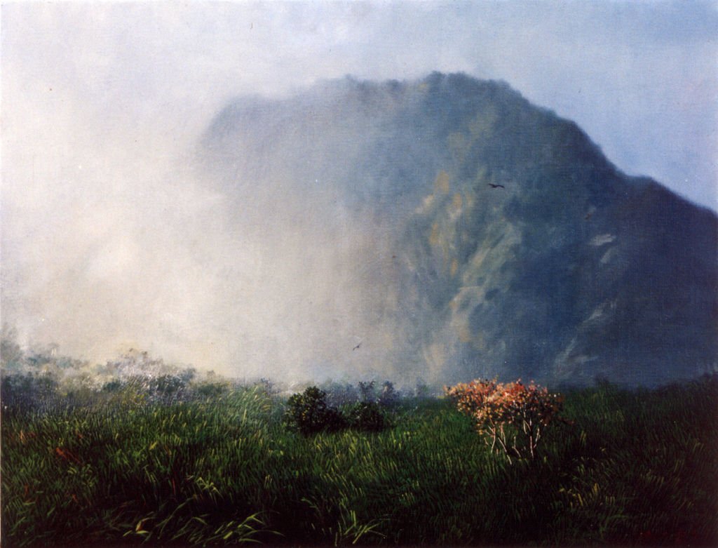 油畫　晨間山嵐　油彩、畫布 15P（台灣規格）65.0 x 50.0cm　1997