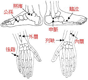 八脈八法穴