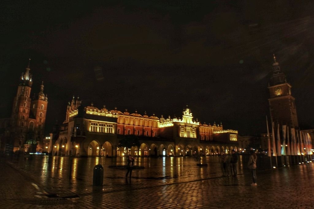 夜晚的Kraków舊城廣場