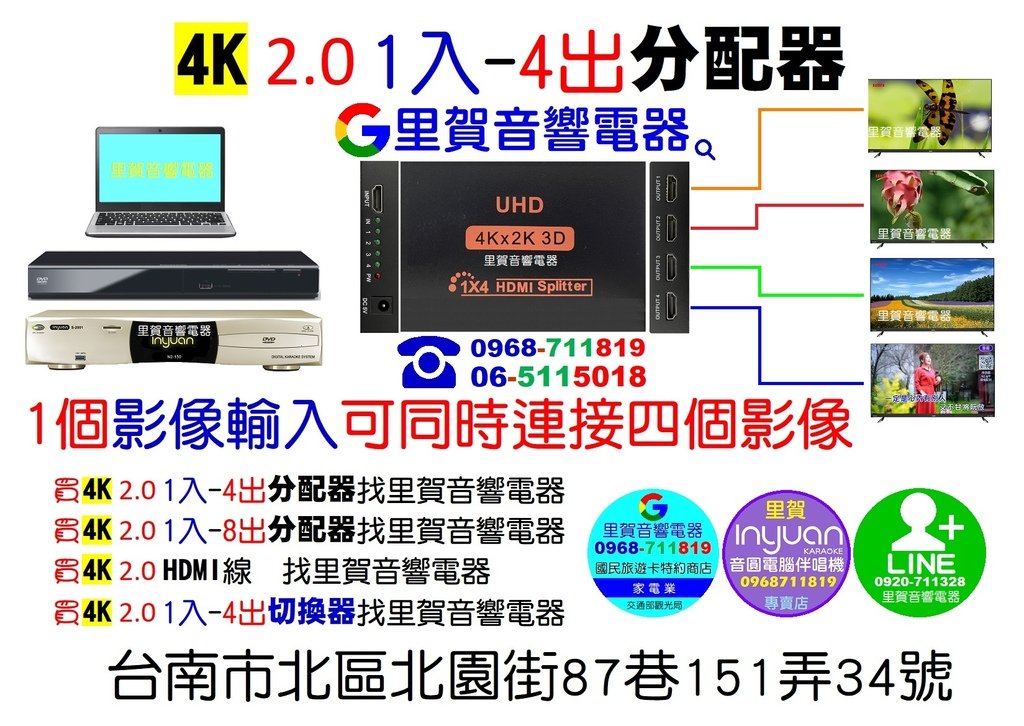 買 4K 2.0 1入-4出分配器找里賀音響電器.jpg