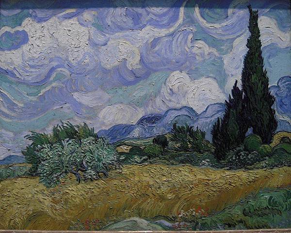 Vincent Van Gogh, Dutch 「Wbeat Field with Cypresses」,1889