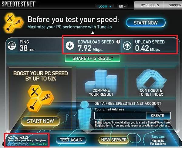 speedtest for gobi 4000