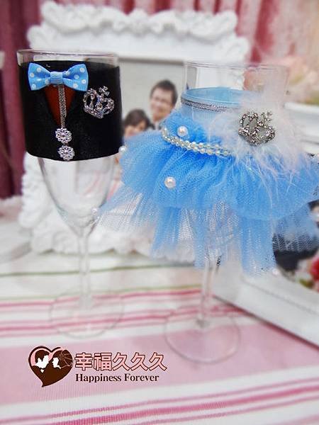 湛藍婚禮新人高腳對杯組-2